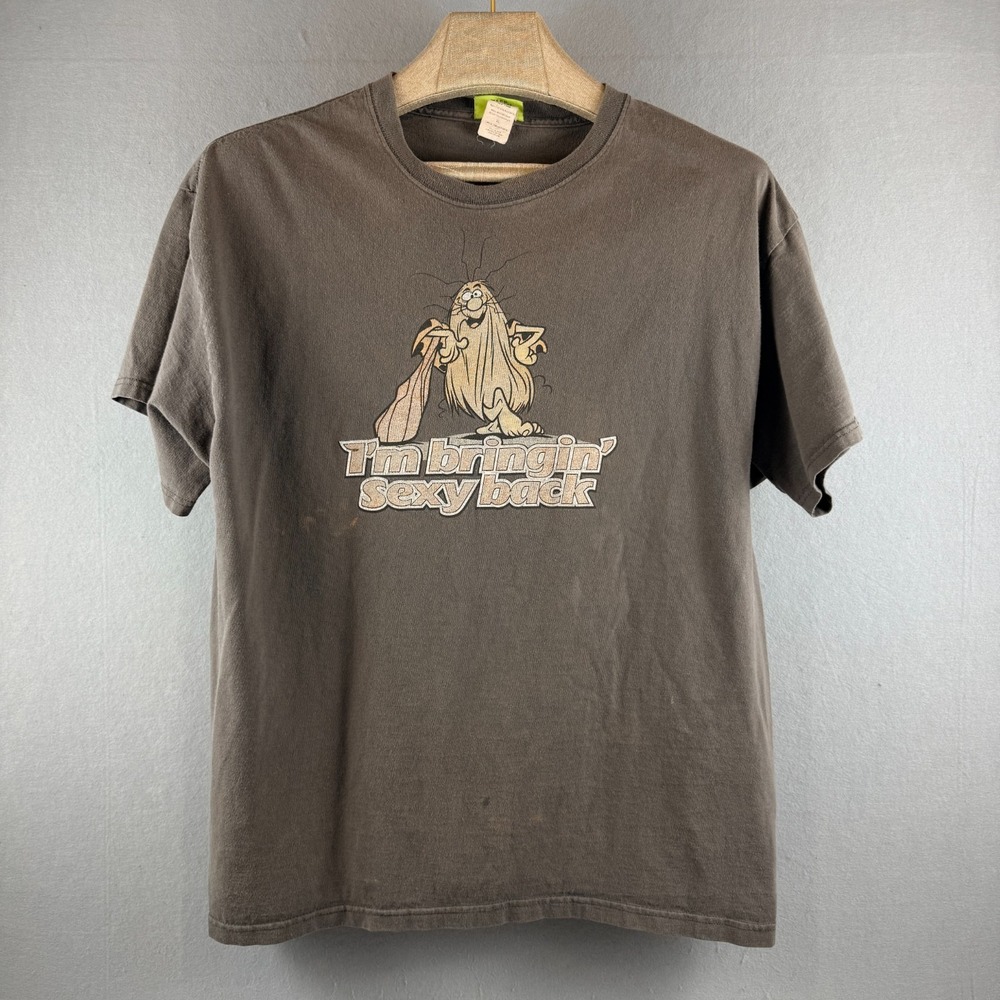 Vintage 2008 Captain Caveman Shirt XL‎ Hanna-Barbera I'm Bringin Sexy Back Brown